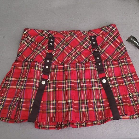 Royal Bones Dresses & Skirts - BNWT Royal Bones red plaid suspender skirt